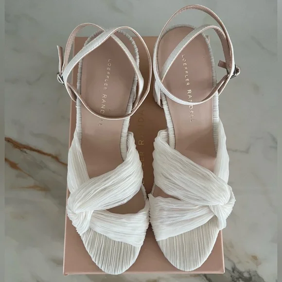 Loeffler Randall Reed Twist Pleated Sandals In Pearl, New in box - Picture 4 of 9